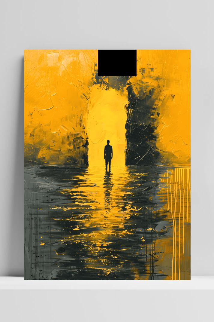 Gele Silhouet op 3mm aluminium dibond