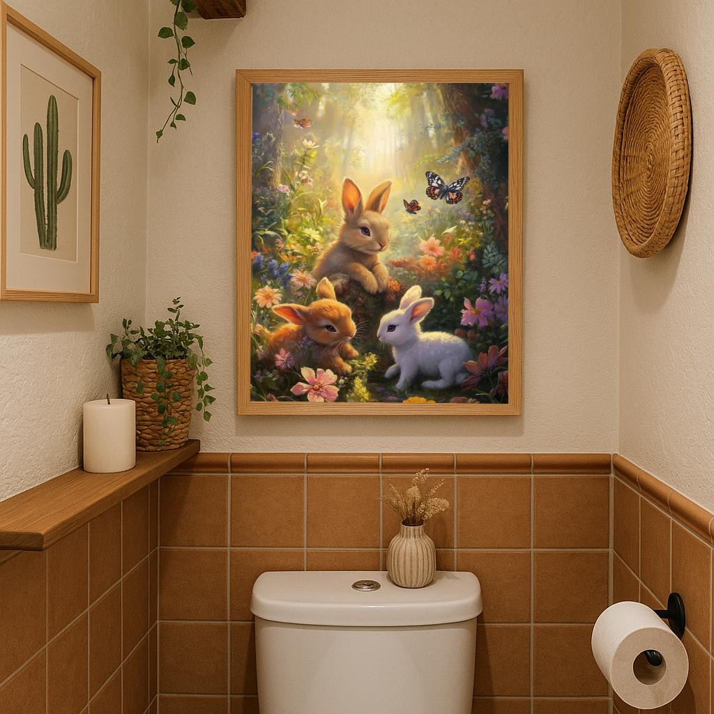 Rabbits Forest Aquarel poster sfeerbeeld 2