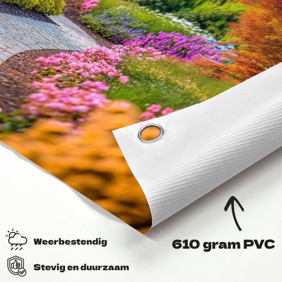 Tuinposter Lente Tuin materiaal-detail: 610 grams weerbestendig PVC-doek