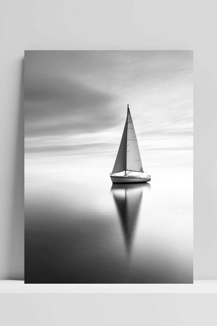 Yacht Sailboat B&W op 3mm aluminium dibond