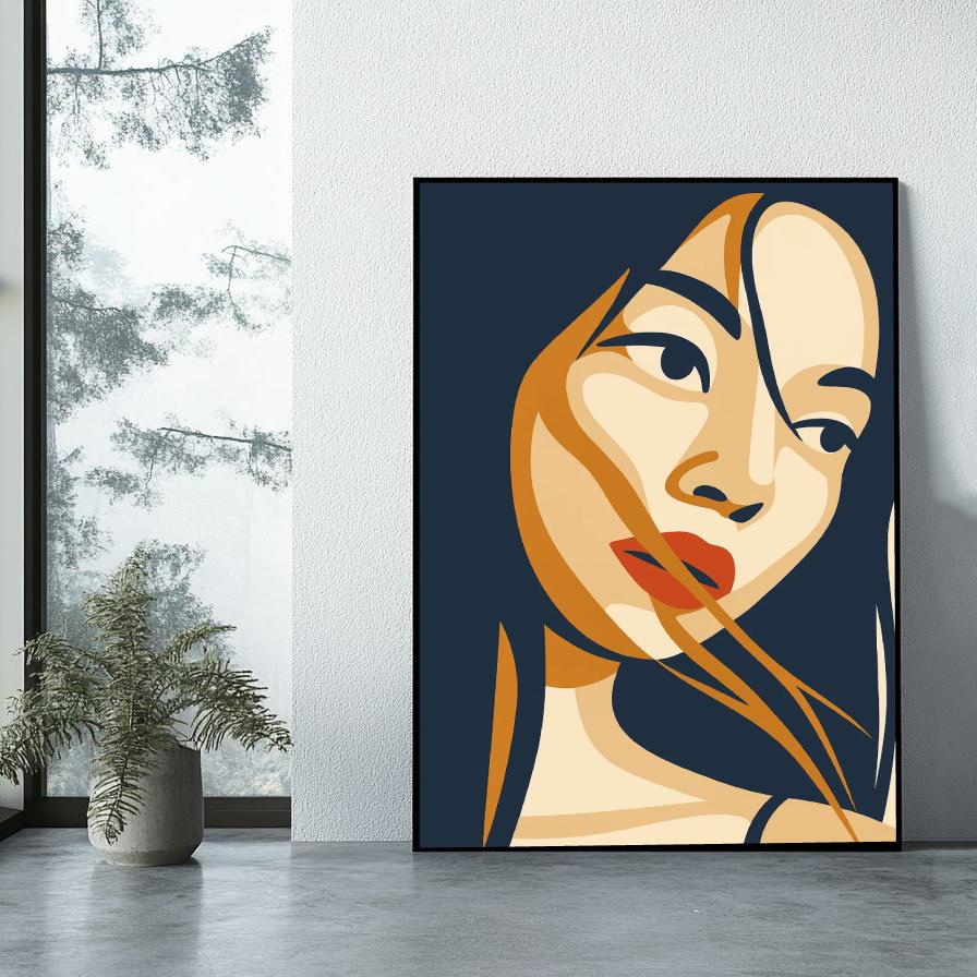 Woman Oriental Portrait Pop Art poster sfeerbeeld 1
