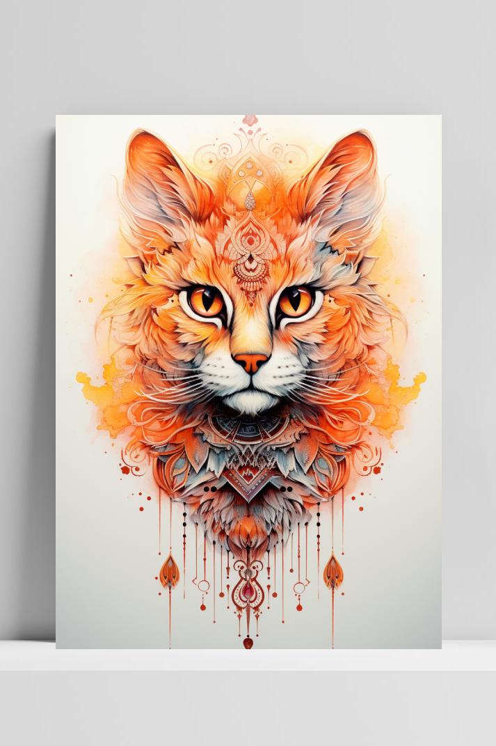Rode Poes Mandala op 3mm aluminium dibond