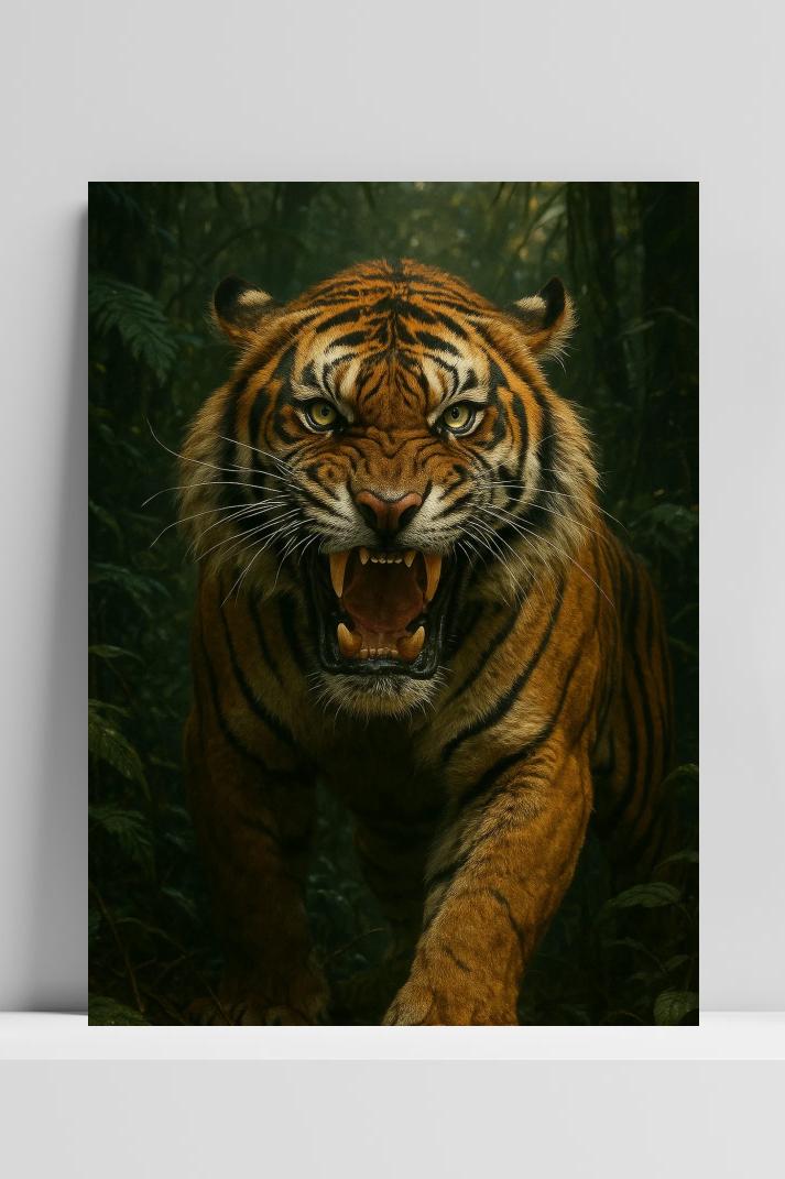 Tijger op 3mm aluminium dibond