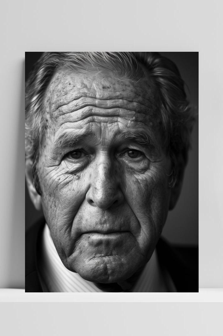 George W. Bush Zwart Wit op 3mm aluminium dibond