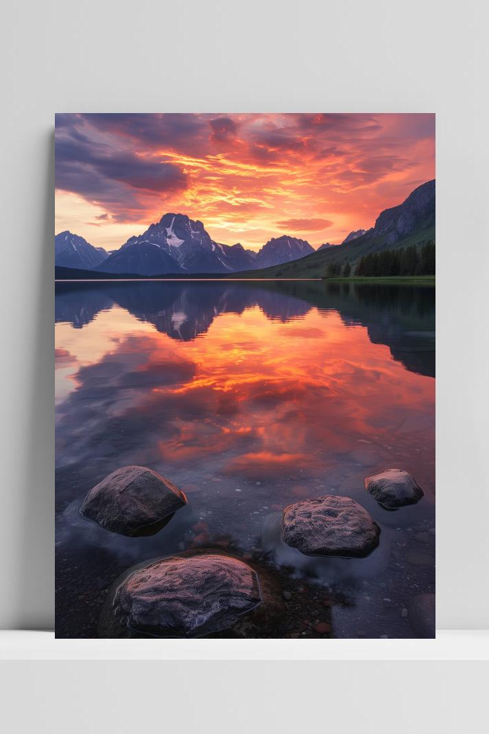 Majestueuze Bergen op 3mm aluminium dibond