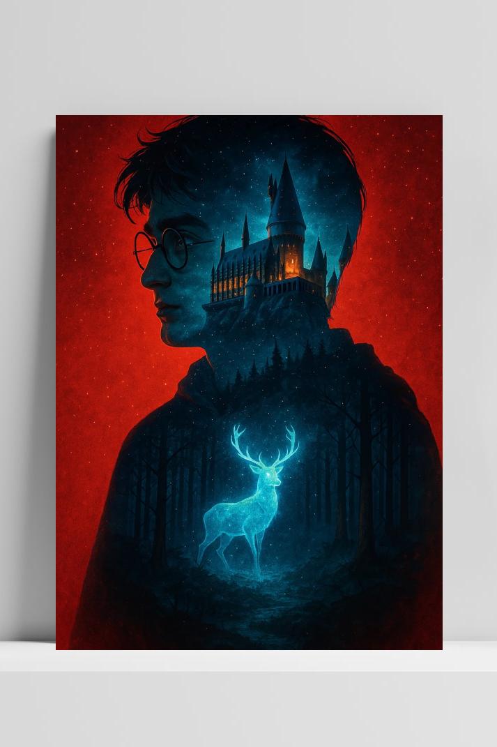 Harry Potter Stag Hogwarts op 3mm aluminium dibond