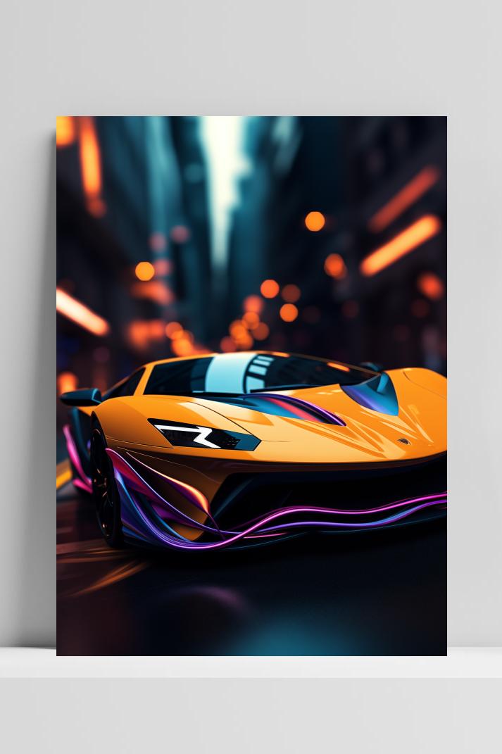 Lambo Geel Neon op 3mm aluminium dibond