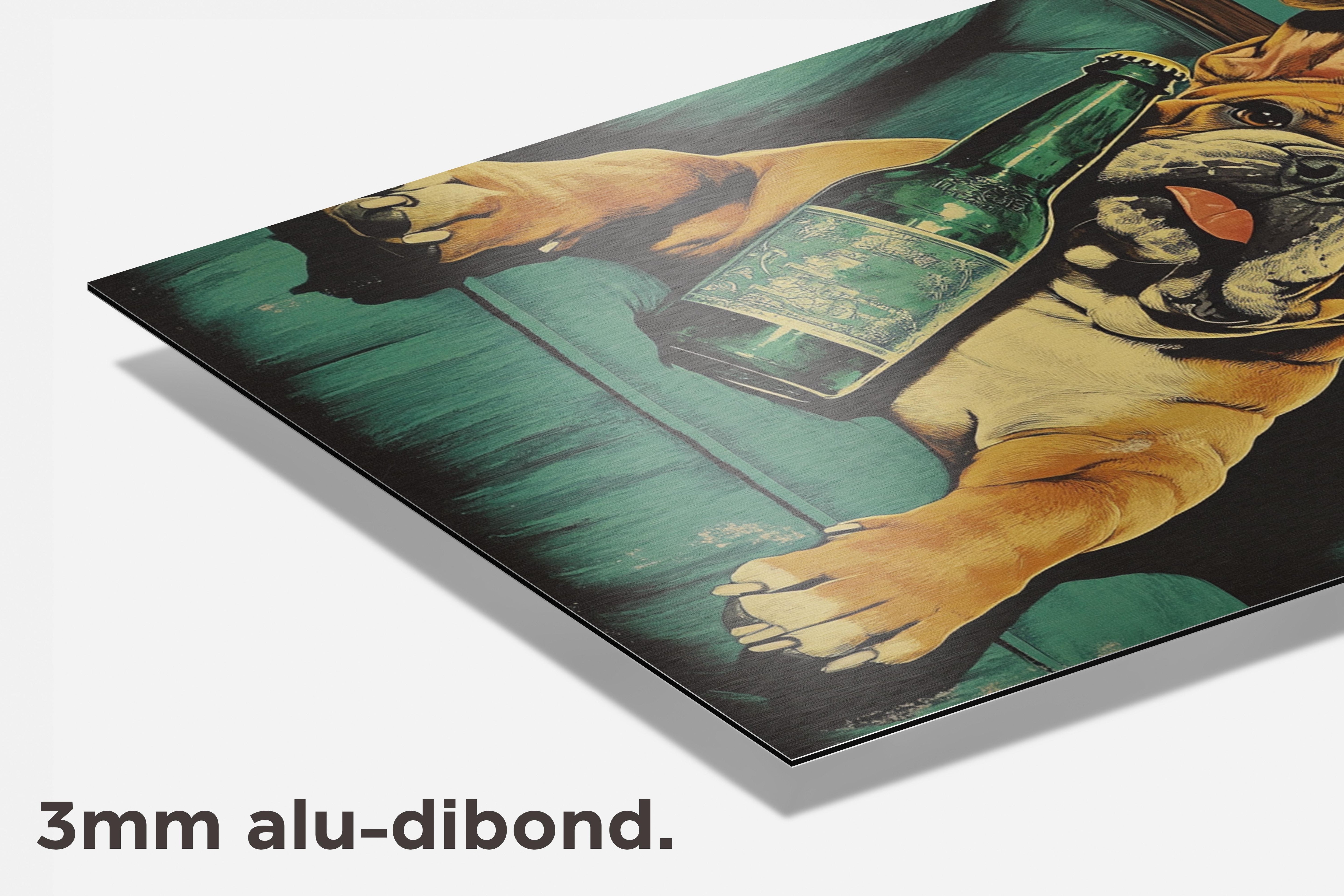 Biertje? Bulldog dibond detail