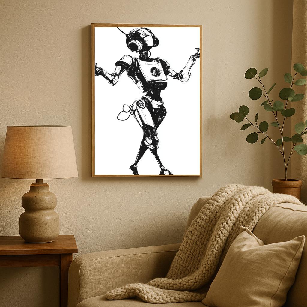 Robot Music B&W poster sfeerbeeld 2