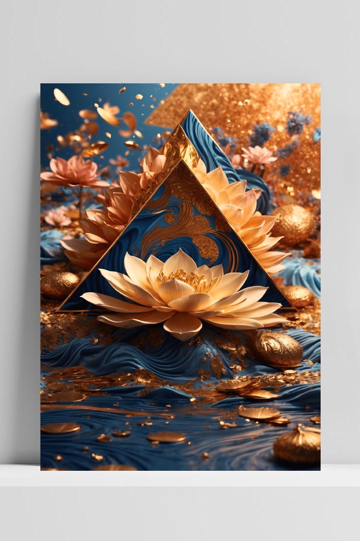 Waterlelie Goud op 3mm aluminium dibond