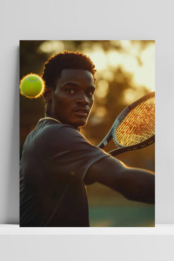 Tennis Speler op 3mm aluminium dibond