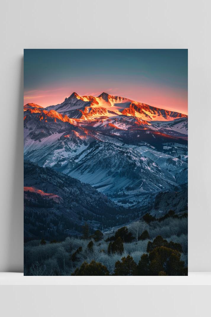 Bergketen Sneeuw op 3mm aluminium dibond