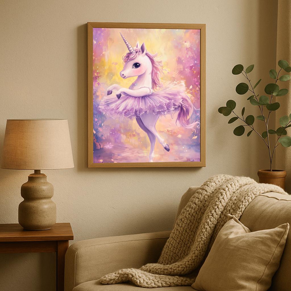 Unicorn Ballerina Aquarel poster sfeerbeeld 1
