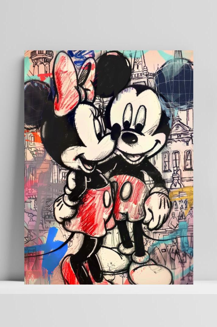Mickey Minnie op 3mm aluminium dibond