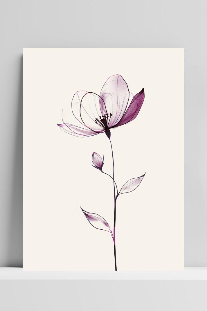 Minimalistische Bloem op 3mm aluminium dibond