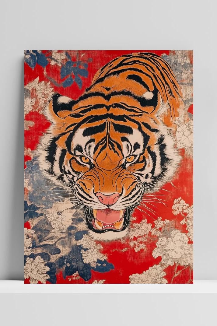 Tiger Vintage op 3mm aluminium dibond