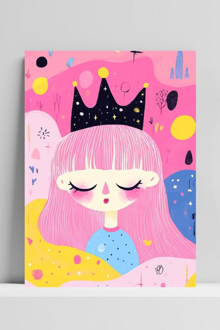 Schattige Prinses op 3mm aluminium dibond