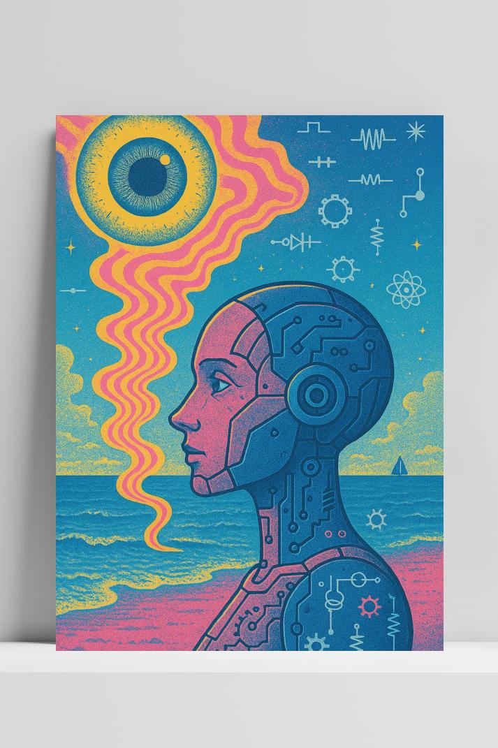Robot Beach op 3mm aluminium dibond