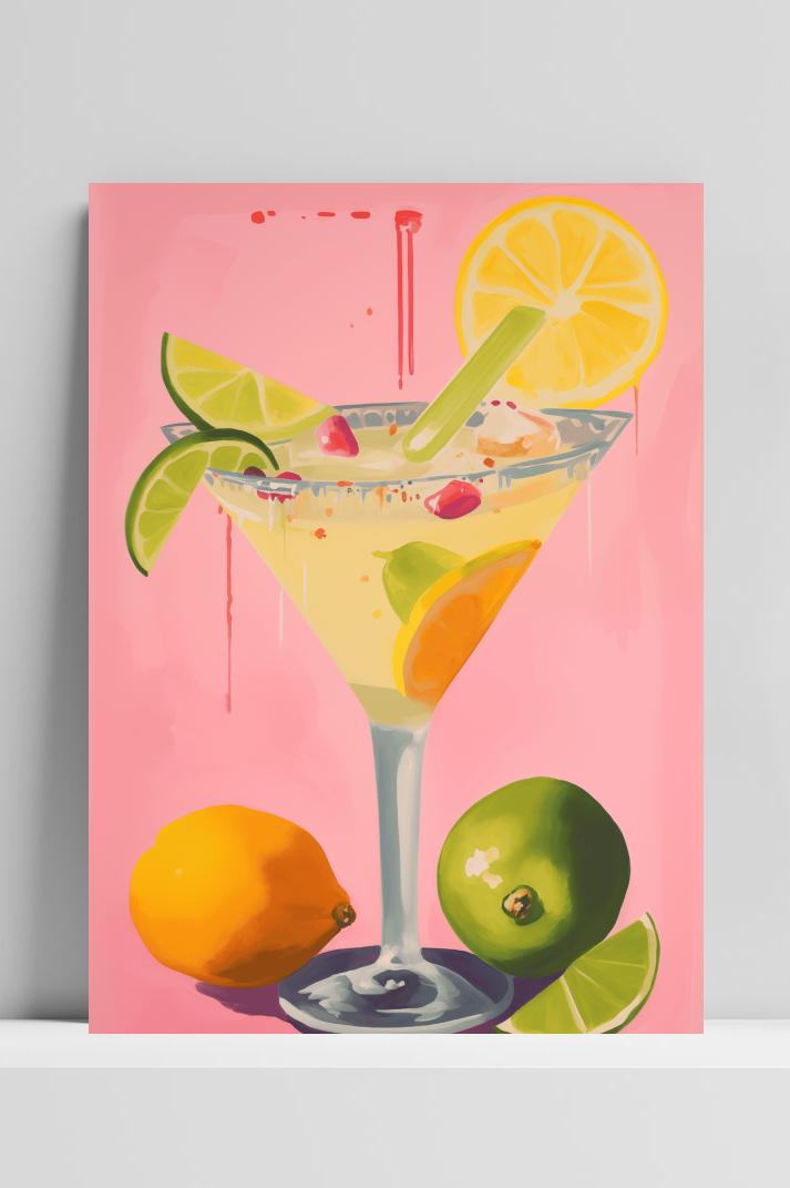 Margarita Cocktail op 3mm aluminium dibond