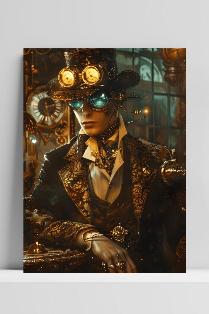 Gouden Steampunk op 3mm aluminium dibond