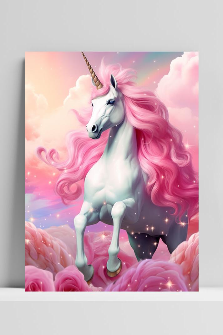 Roze Eenhoorn op 3mm aluminium dibond