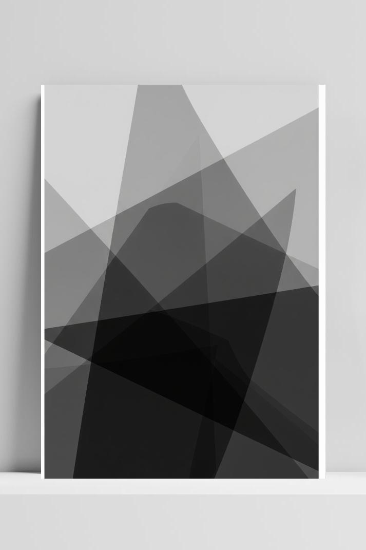 Geometric Abstract B&W op 3mm aluminium dibond