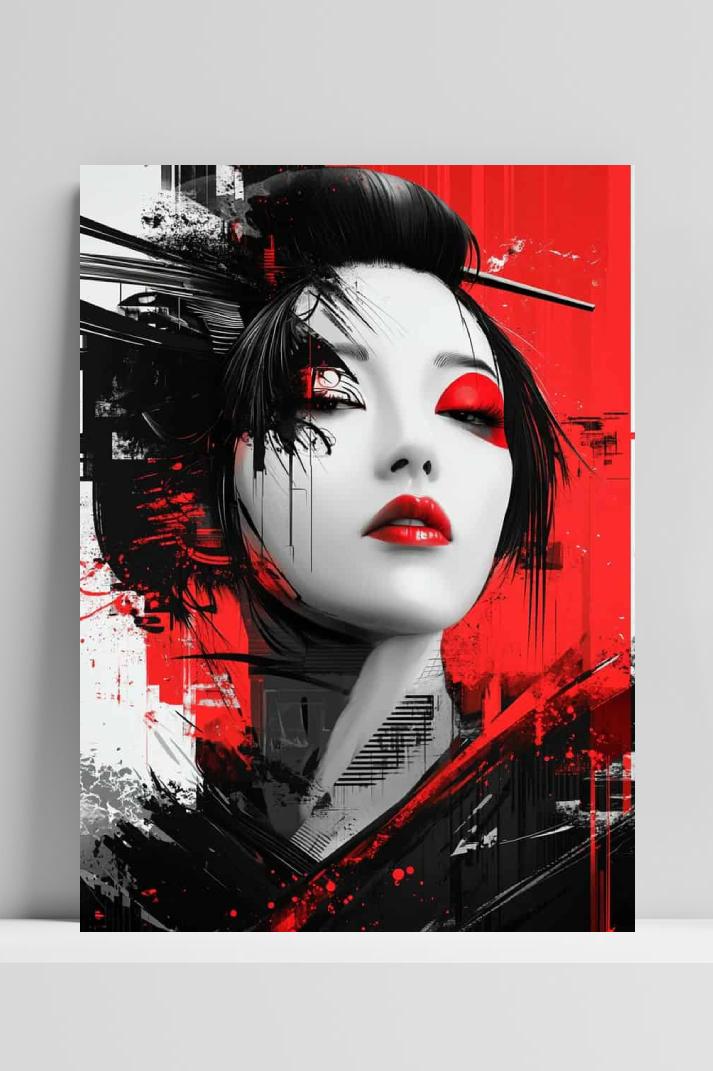 Japans Vrouw op 3mm aluminium dibond