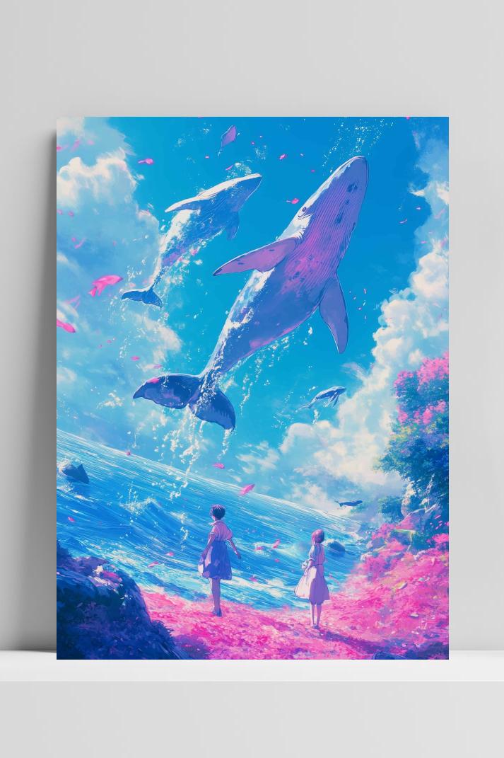 Walvissen op 3mm aluminium dibond
