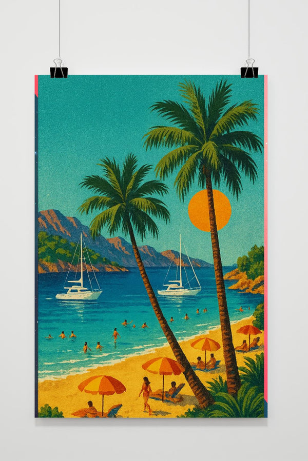 Tropical Beach Vintage Poster