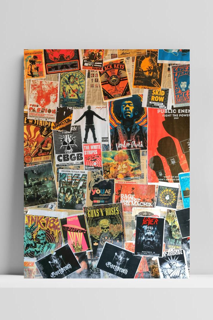 Muziekcollage op 3mm aluminium dibond