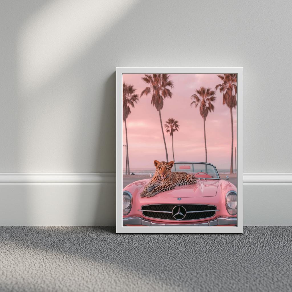 Mercedez Sports Car Leopard poster sfeerbeeld 3