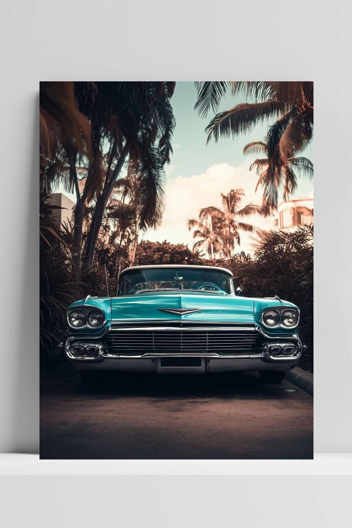 Vintage Auto op 3mm aluminium dibond