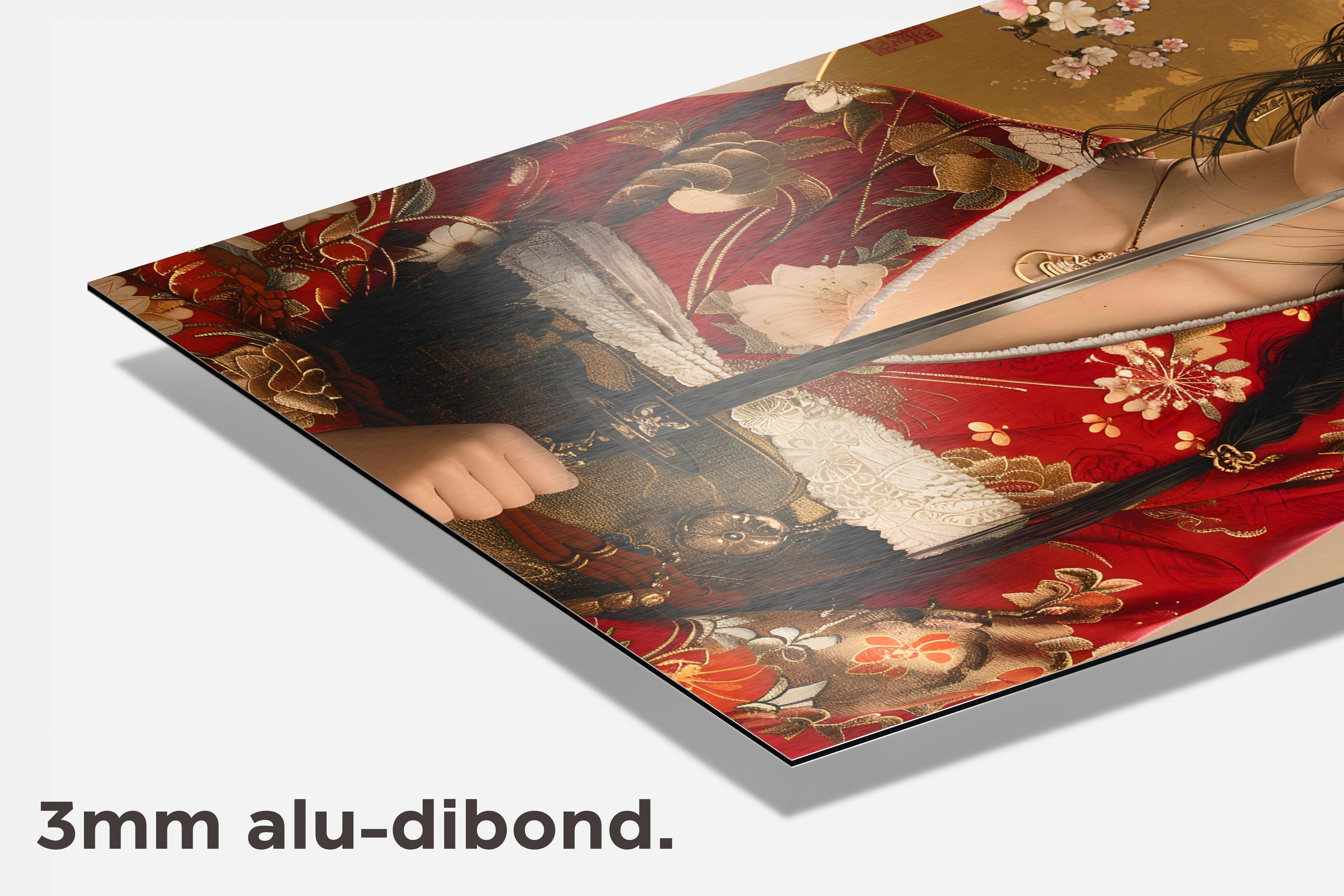Geisha met Wapen dibond detail