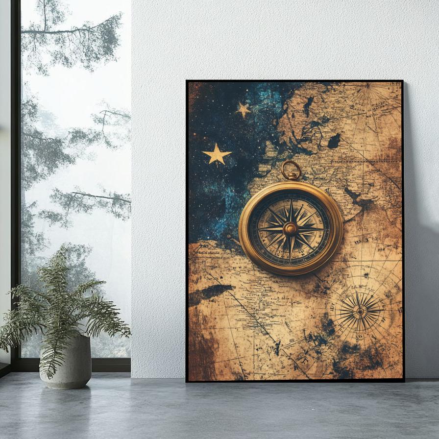 Compass Map Vintage poster sfeerbeeld 1