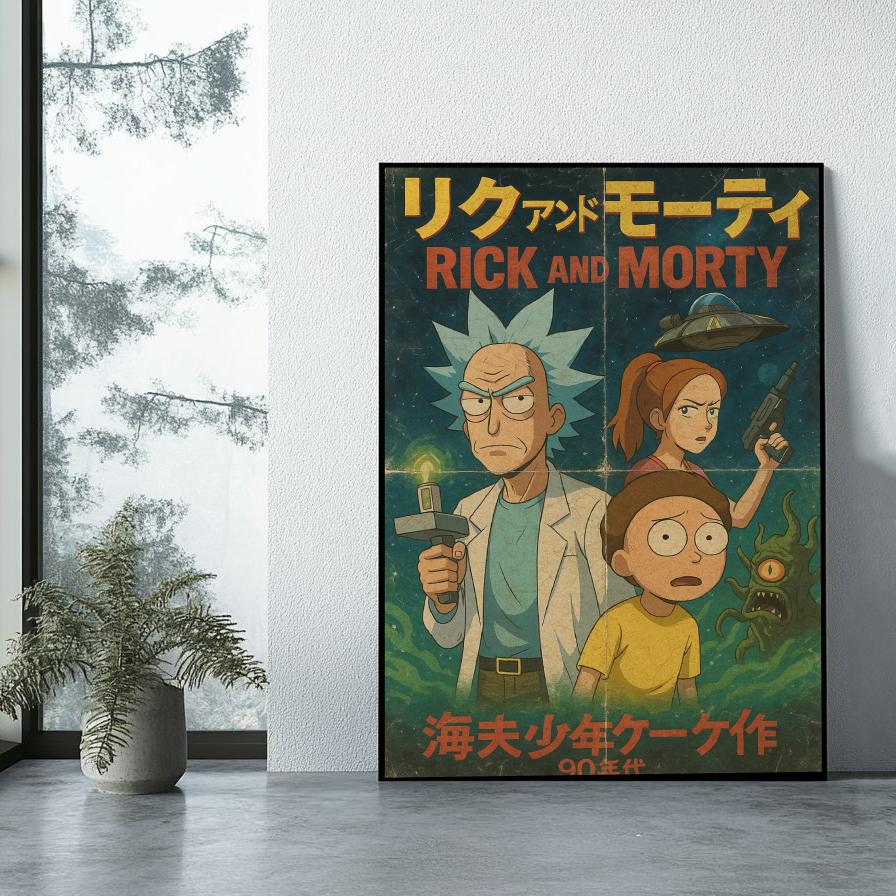 Rick and Morty Japanese Text poster sfeerbeeld 1