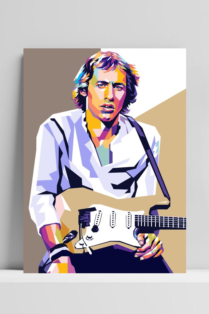 Mark Knopfler op 3mm aluminium dibond