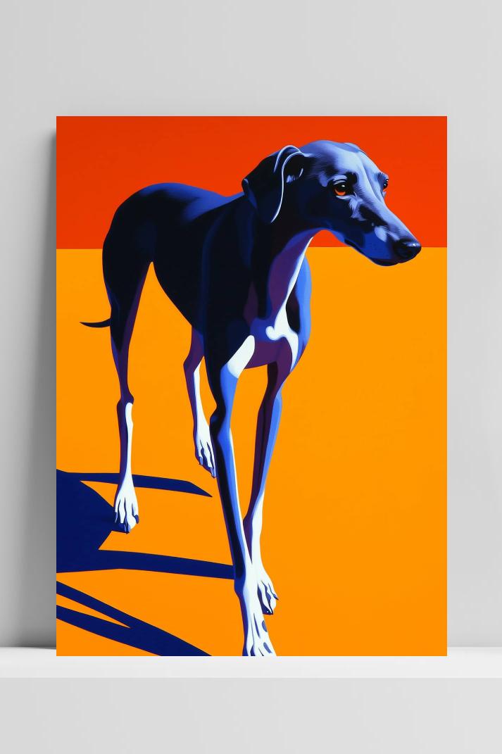 Windhond op 3mm aluminium dibond