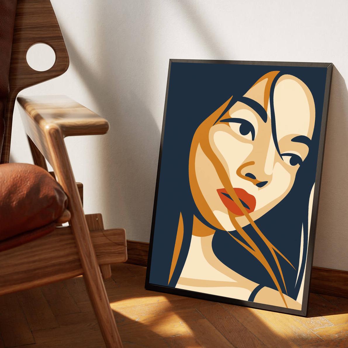 Woman Oriental Portrait Pop Art poster sfeerbeeld 3