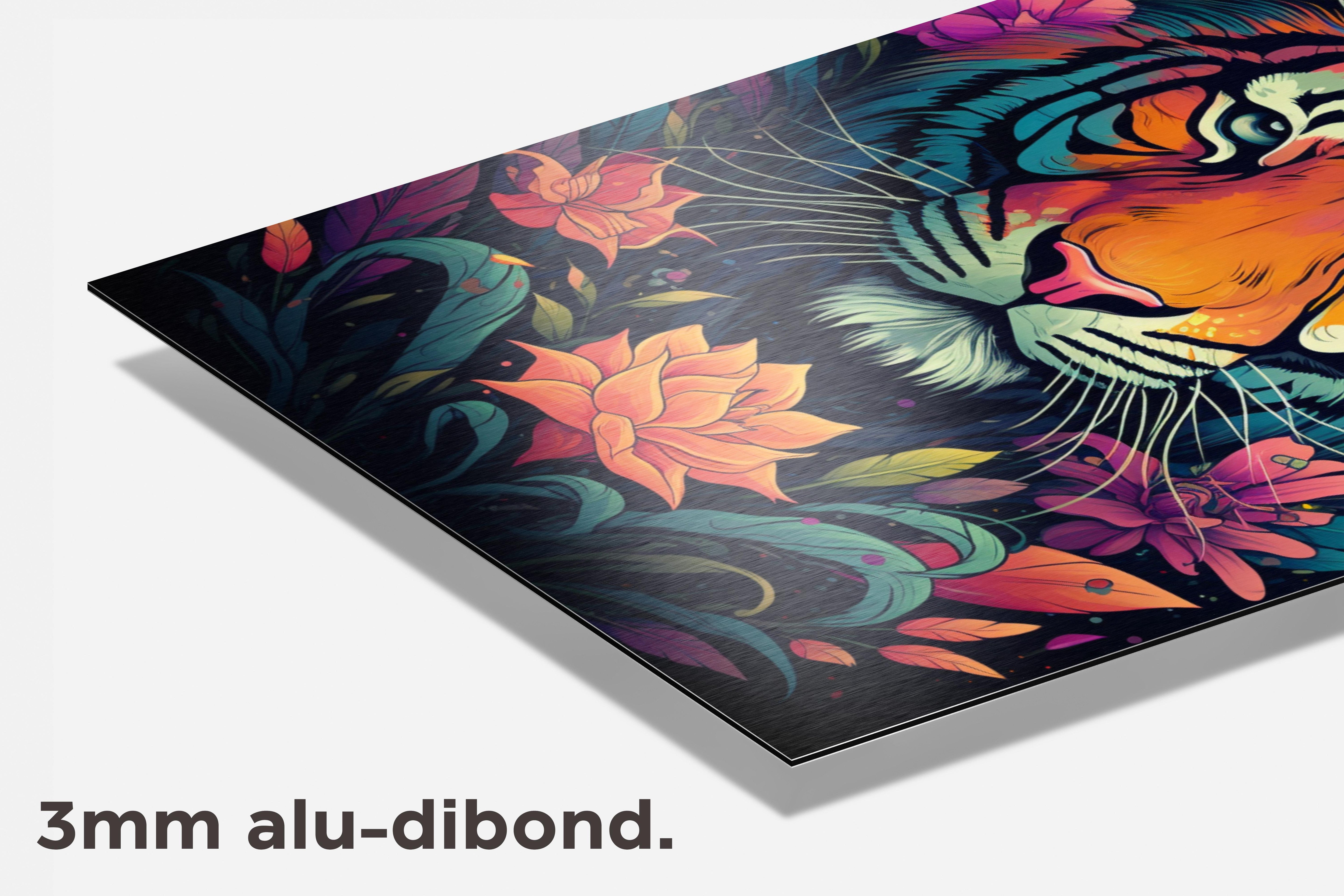 Tijger Bloemen Cartoon dibond detail