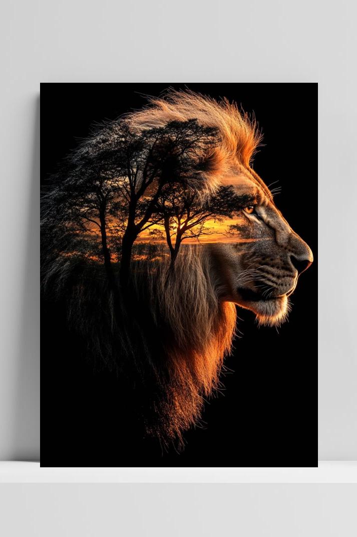 Leeuw Natuur op 3mm aluminium dibond
