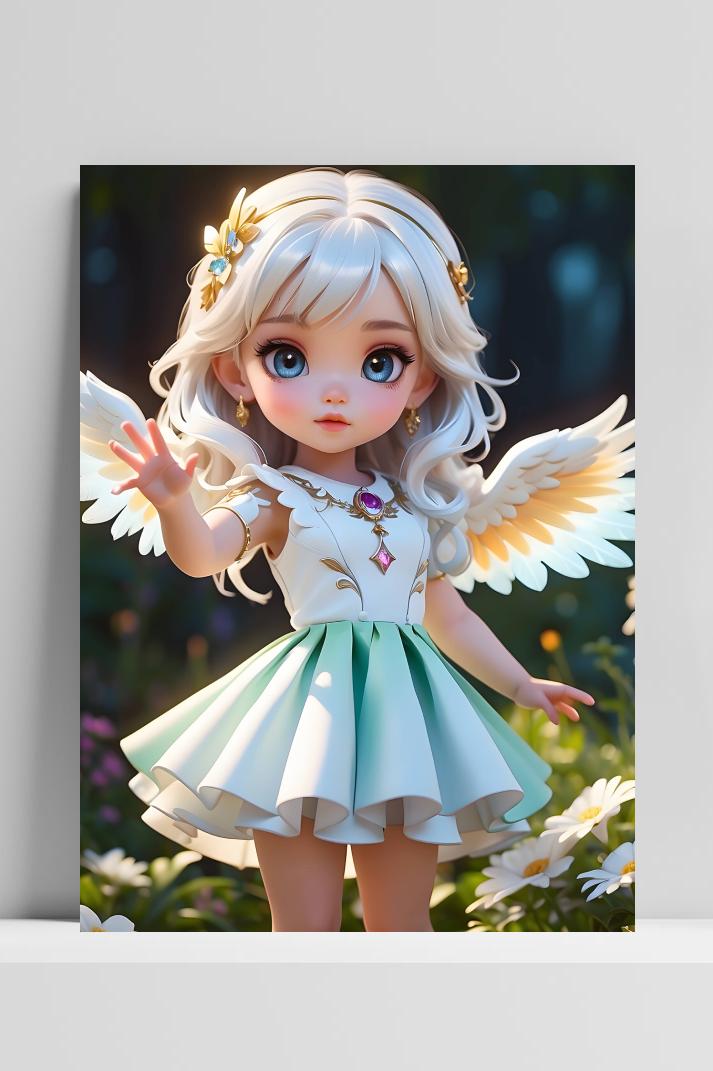 Schattig Engel Meisje op 3mm aluminium dibond