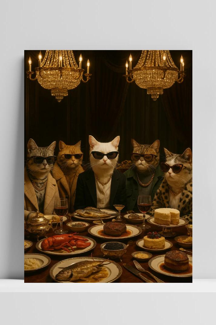 Cats Gangster Food op 3mm aluminium dibond