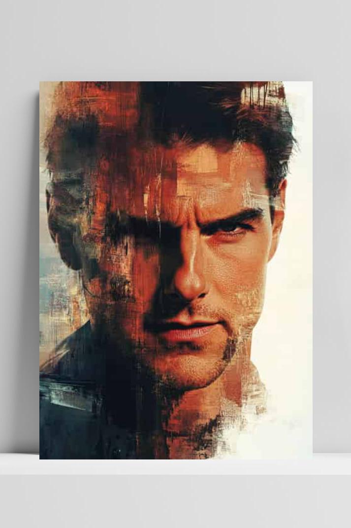 Tom Cruise op 3mm aluminium dibond