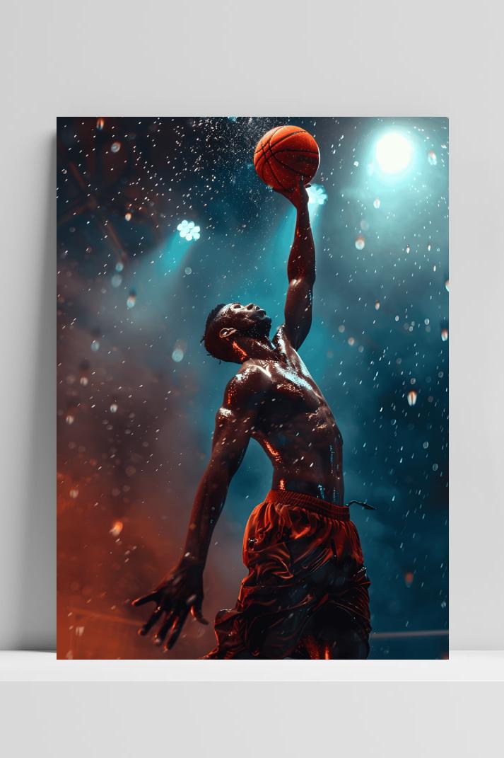 Basketbal op 3mm aluminium dibond