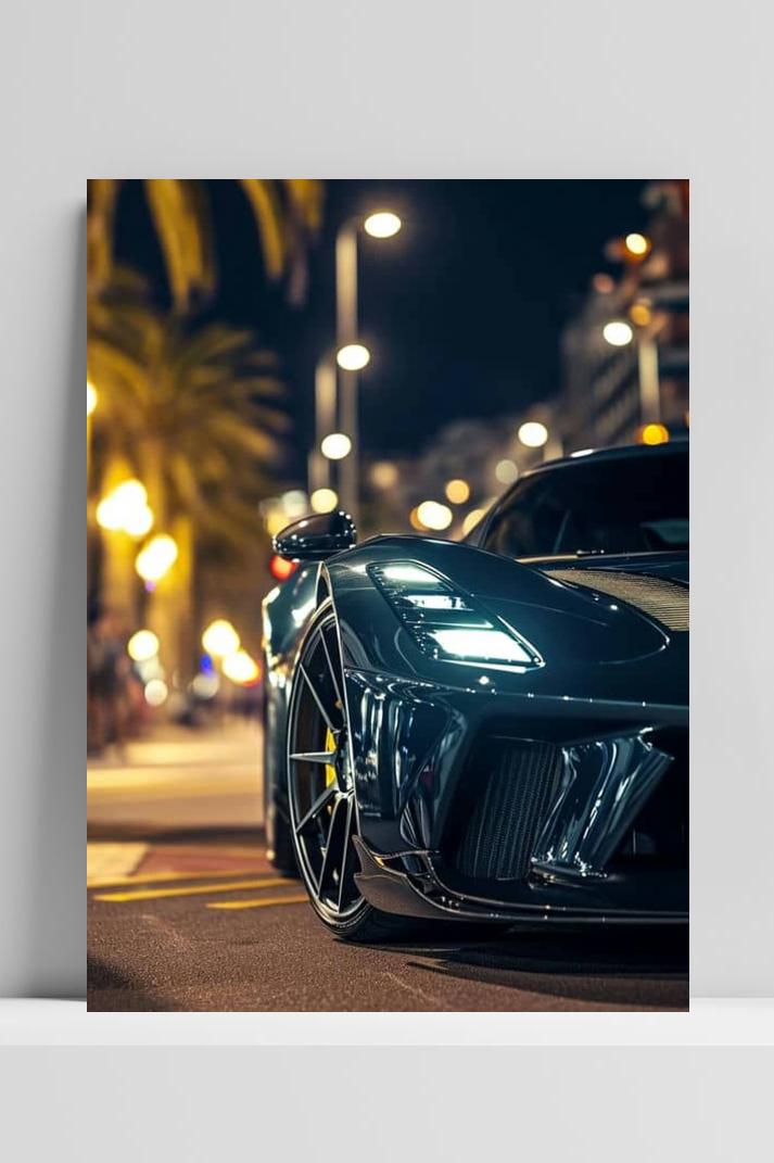 Zwarte Luxe Auto op 3mm aluminium dibond