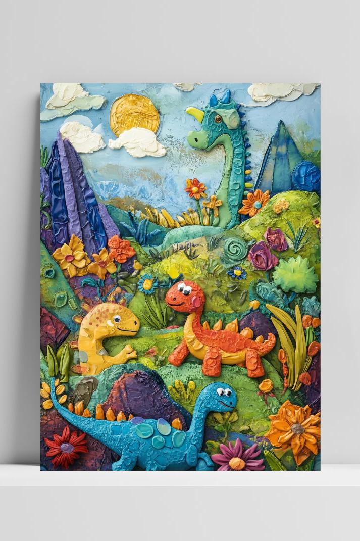 Dinosaurs Nature op 3mm aluminium dibond