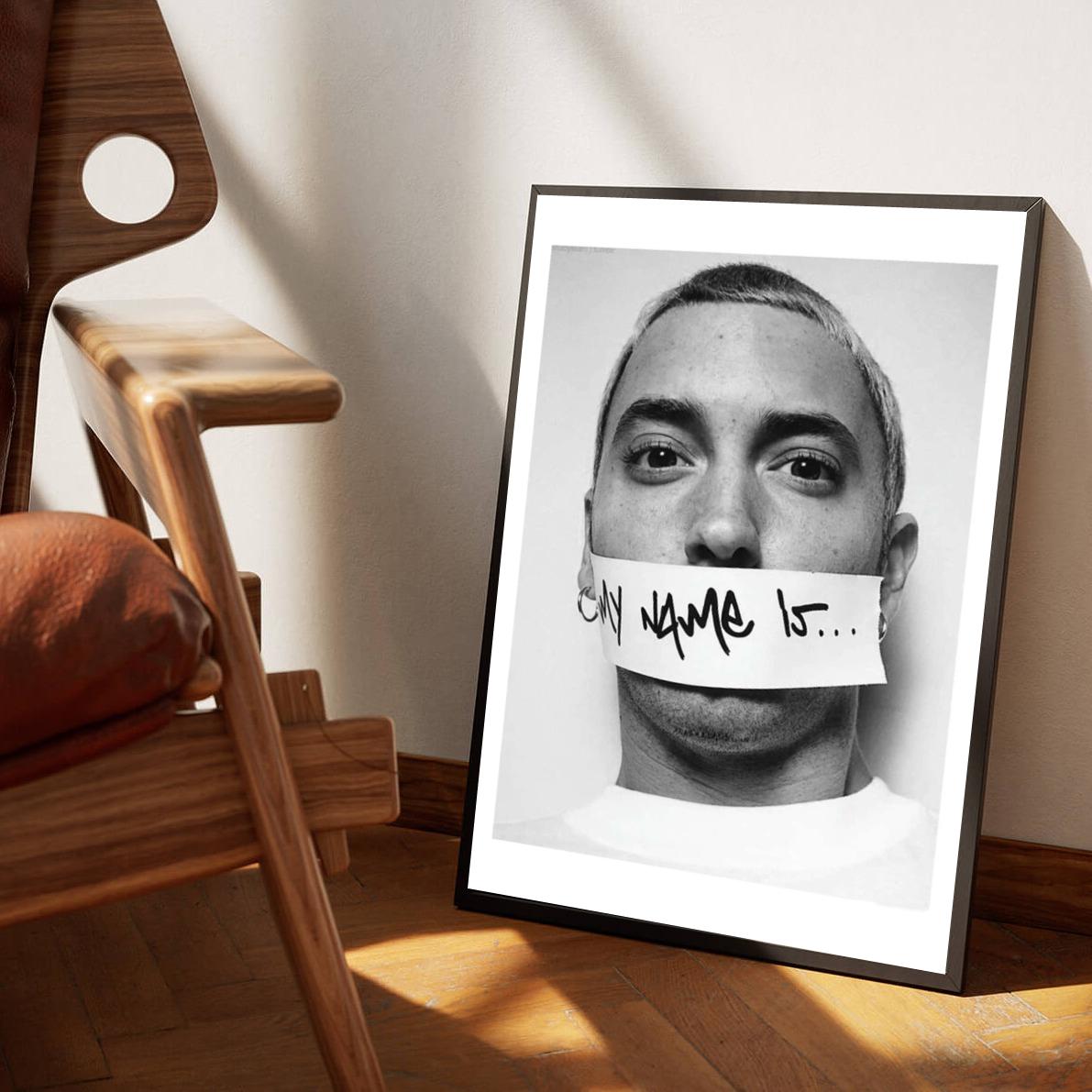 My name is Text Eminem B&W poster sfeerbeeld 1
