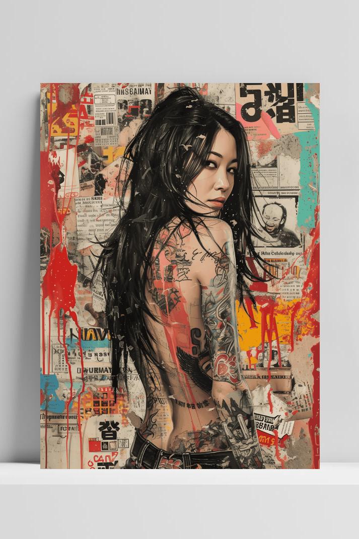 Pop Art Japans op 3mm aluminium dibond