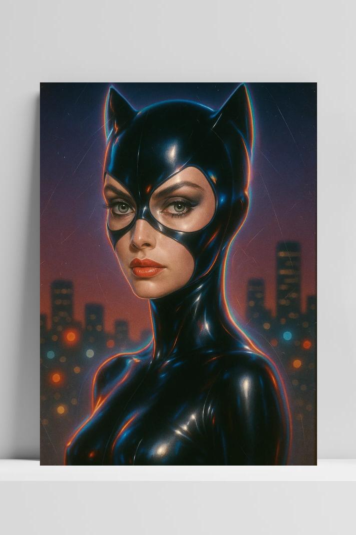 Catwoman Vintage op 3mm aluminium dibond