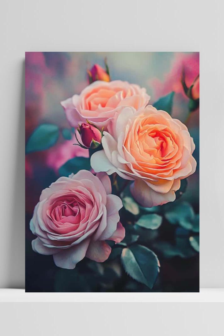 Roses op 3mm aluminium dibond